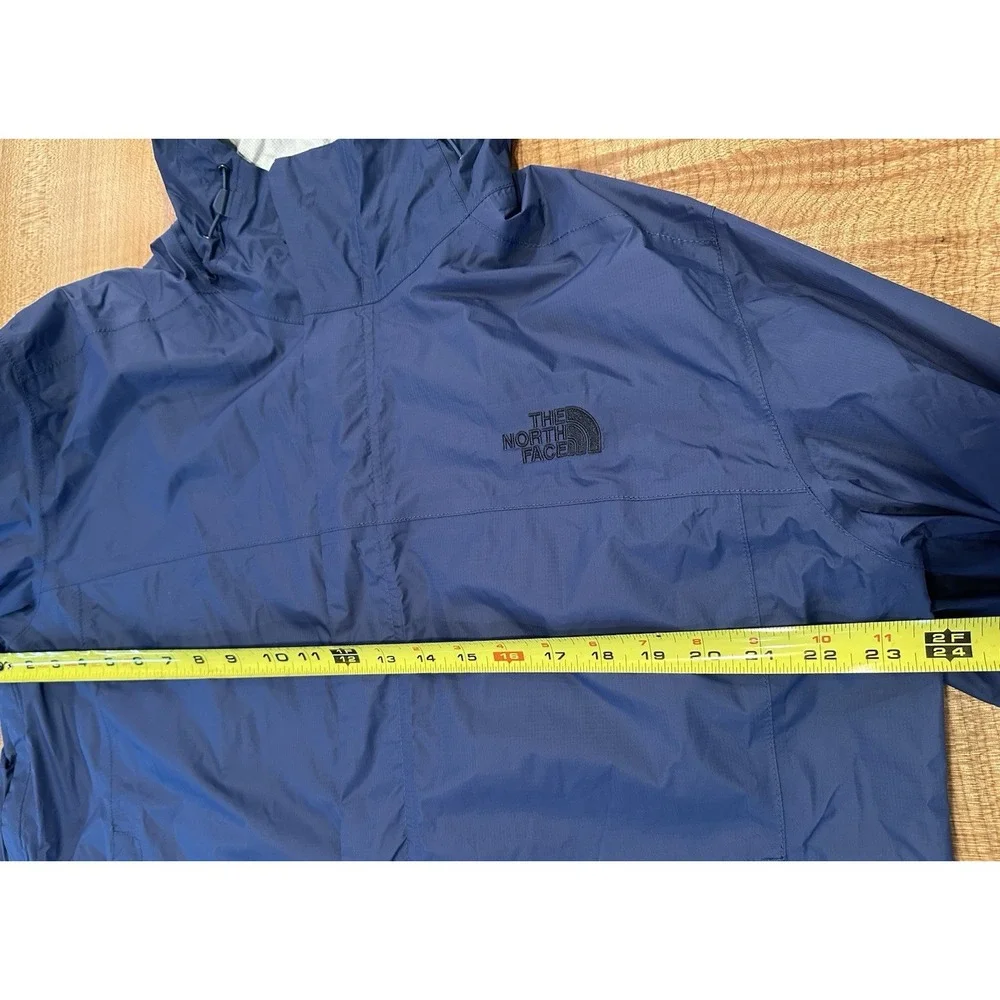 The North Face DryVent Jacket Mens Blue Hooded Rain Windbreaker Shell Size L